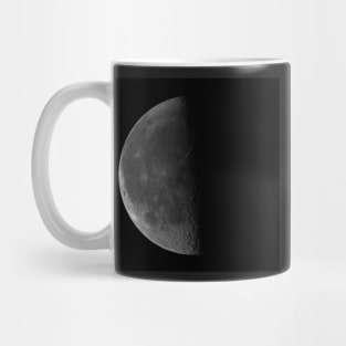 Last quarter Moon on black sky background Mug